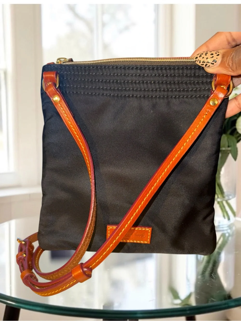 Dooney & Bourke Black Nylon North South Triple Zip Crossbody Bag
